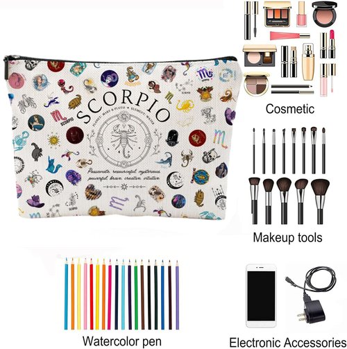 XYZONE Scorpio Gifts for Women, Scorpio Zodiac Cosmetics Bag, Travel Makeup Bags, Scorpio Birthday Gifts for Women & Astrology Lovers