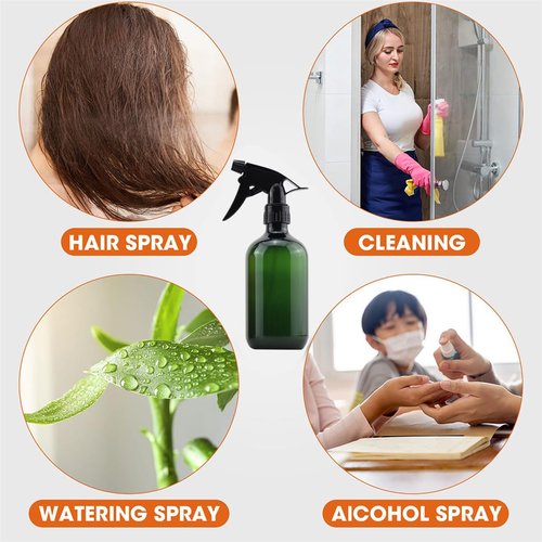 ILSSLI Plastic Spray Bottles 17OZ Empty Spray Bottle 2PCS Refillable Water Squirt Bottles Leakproof Water Spray Bottles for Cleaning Solution Alcohol Gardening Plants and Hairdressing