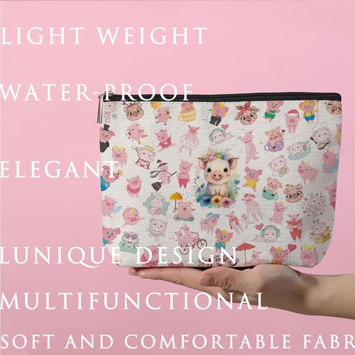 ZHAMEN Pig Gifts Pig Makeup Bag Pig Lover Gifts for Women Female Her Teen Girl Daughter Sister Animal Lovers Girlfriend BFF Best Friend Farm Animals Cosmetic Bag Mothers Nurse Day Graduation Birthday