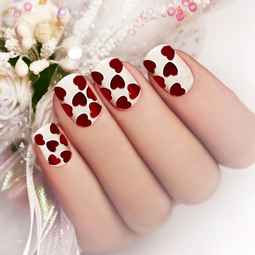 20 Gram Valentine Heart Nail Glitter Sequins Laser Heart Stickers 3D Shiny Sweet Love Decals for Valentine's Day Manicure Nail DIY Decoration Face Body Make Up Resin