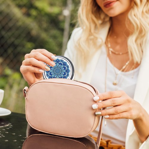 24 Pcs Sublimation Blanks Small Compact Mirror 4 Shapes Double Sided Cosmetic Mirror Metal Pocket Makeup Mirror Heat Transfer Cosmetic Mirror Folding Handheld Compact Mirror for Women Travel Home