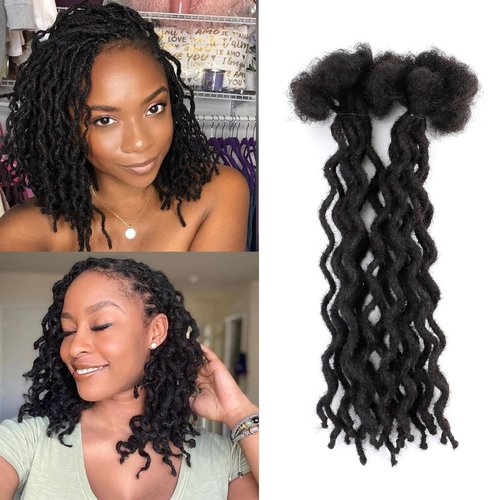 12 Inch Real Human Hair Loc Extensions for Permanent Wear, 10 Count Afro Kinky Bulk Hair, Soft 0.4cm Dreads Ideal for Loc Repair or Styling