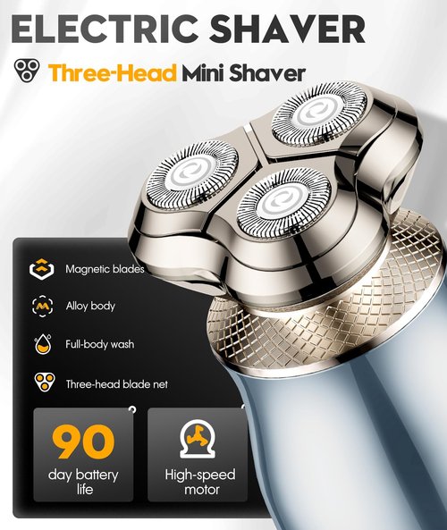 Irosiy Electric Razor for Men, 3D Floating Blade Shaver with 9000 RPM High Speed, IPX7 Waterproof, 60-Day Battery Life, Compact Portable Wet/Dry Electric Shaver
