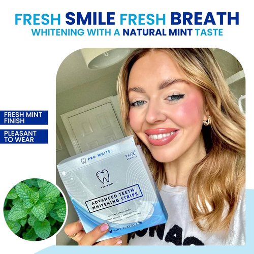 Pro White Advanced Whitening Strips - Teeth Strips with Fresh Mint Flavor- Whitening Strips With 28 Applications for Easy Daily Use - Refresh Your Smile with Fast Acting Teeth Whitening Strips- 2 pack