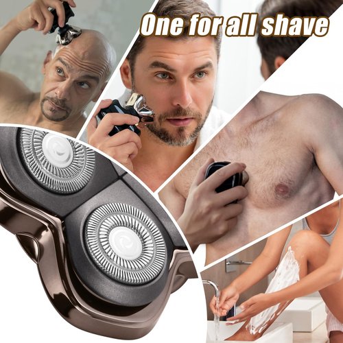 2 Pack PRO 4 Head Replacement Blades for Skull Pitbull, Palm & Butterfly Kiss Shavers - 4D Floating Rotary Heads for Close and Smooth Shaving - Japanese Stainless Steel Wet & Dry Shaving Blade Head