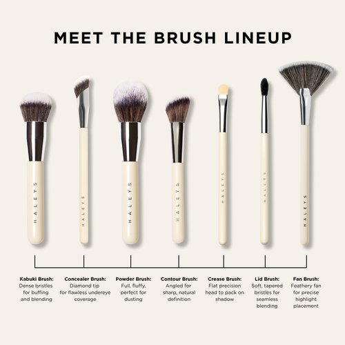 HALEYS Kabuki Makeup Brush – Soft, Dense Vegan Makeup Brush for Liquid, Cream & Powder Foundation, Seamless Blending, Airbrush Finish, Dermatologist-Tested, Cruelty-Free Face Brush