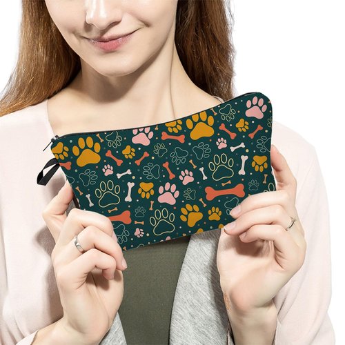 Livel lhood Women Travel Bag Dog Paw Pattern Printed Cosmetic Bag Makeup Bag Small Pouch Gift for Women hz7189