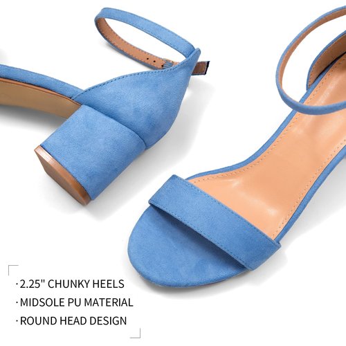 mysoft Women's Chunky Low Heels Open Toe Block Heeled Dress Ankle Strap Pump Wedding Sandals