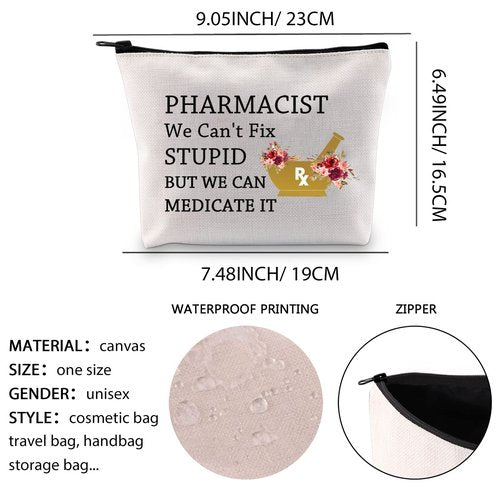 XYANFA Pharmacist Makeup Bag Thank You Gifts for Pharmacist Pharmacy Tech Canvas Bag Graduation Gift for Her (PHARMACIST We Can't Fix STUPID)
