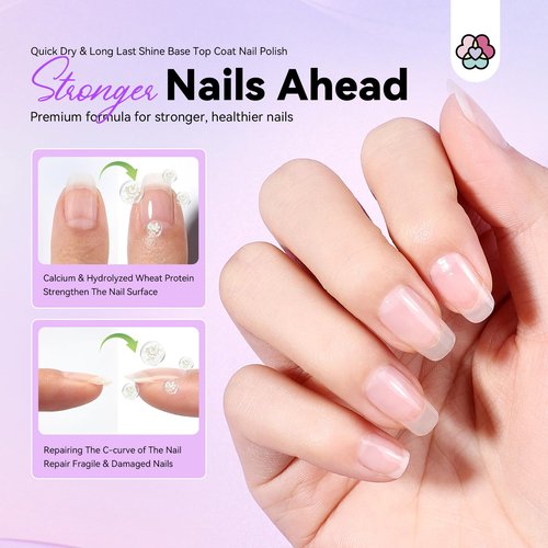 SAVILAND Nail Polish: 12 Neon Bright Nail Polish Kit and 2 in 1 Base Top Nail Polish Coat for Finger Toe Nail Art Home