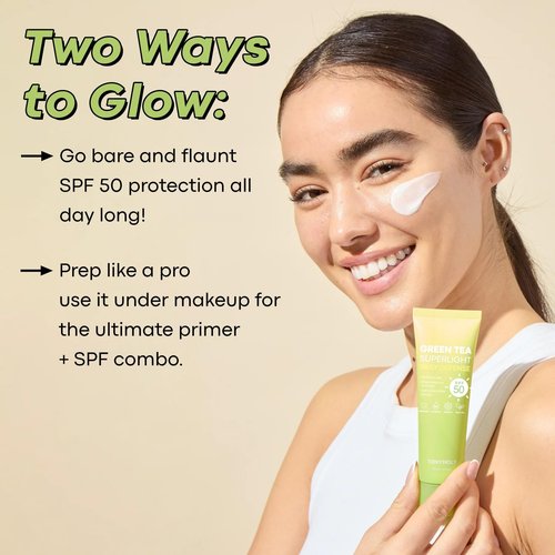 TONYMOLY Green Tea SPF 50 Sunscreen & Chok Chok Aloe Vera Soothing Gel - Korean Skincare Bundle (50ml & 8.5 oz)