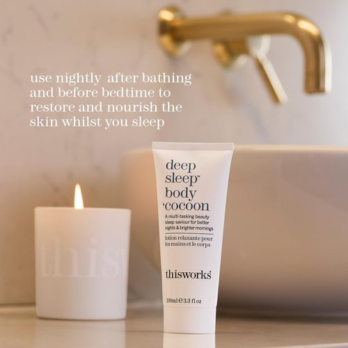 THISWORKS Deep Sleep Body Cocoon – Hydrating Body Lotion with Lavender, Chamomile & Vetivert – Soothing Nighttime Moisturizer for Dry Skin, Promotes Relaxation & Better Sleep – 100ml