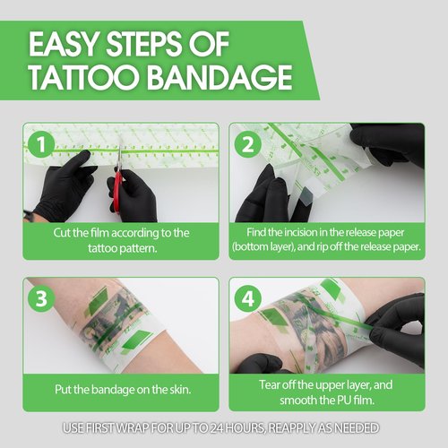 EZ Second Skin Tattoo Cover - Roll (6 inch X 10.9 Yard) Tattoo Aftercare Waterproof Bandage Adhesive Tattoo Skin Healing Wrap 2nd Skin Tattoo Protector for Skin Recovery Tattoo Supplies