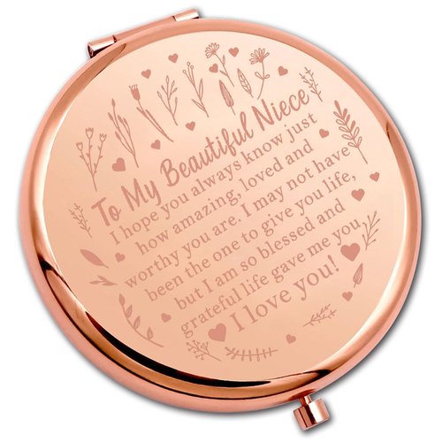 PLITI Niece Gift Niece Birthday Gift Niece Graduation Gift to My Beautiful Niece Compact Mirror from Aunt Uncle (Niece Amazing CMrg)