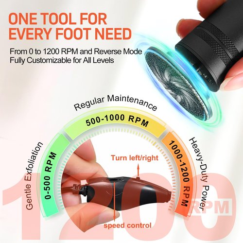 DGJUZE PowerPro Electric Foot Callus Remover,36W Professional 1200rpm Heavy Duty Metal Grinder for Dead Skin Automatic Foot Sander with 60pcs Sandpaper Pads for Home Use Pedicure (Black)