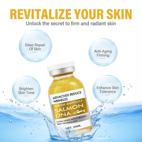 Salmon DNA Serum, Ampoule Face Serum for Anti-Aging & Intensive Moisturizing, Salmon DNA Oil to Reduce Wrinkles & Revitalize Dull Skin