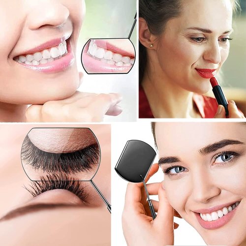 BUCICE Lash Mirror for Eyelash Extensions, Detachable Black Stainless Steel Makeup Mirror
