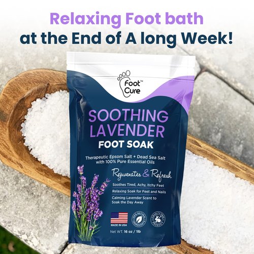 Soothing Lavender Foot Soak with Epsom Salt - Best Toenail Treatment, & Softens Calluses - Soothes Sore & Tired Feet, Moisturizing Athletes Foot Care For Dry Cracked Feet Cream