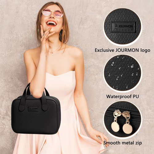 JOURMON Makeup Bag Protable Quilted Makeup Bag Travel Essentials Pouch Cosmetic Bag for Women, Black