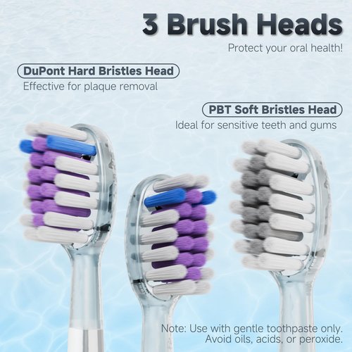 New Wave Oscillating Electric Toothbrush, Vibrating Wave Oral Brush, IPX7 Waterproof, Type-C, Gifts for Adults and Kids, Includes 3 Brush Heads and Wall Mount Bracket, Black