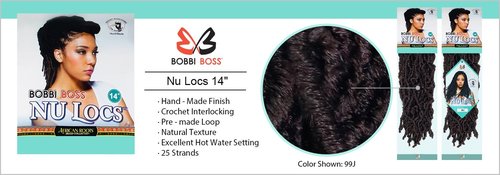 Bobbi Boss Synthetic Hair Crochet Braids African Roots Braid Collection Nu Locs 14" (6-PACK, 1B)