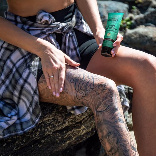 INK-EEZE Bundle: Green Tattoo Ointment 3.3oz Tube + Ink Shield Mineral Tattoo Sunscreen SPF30 3.3oz Tube