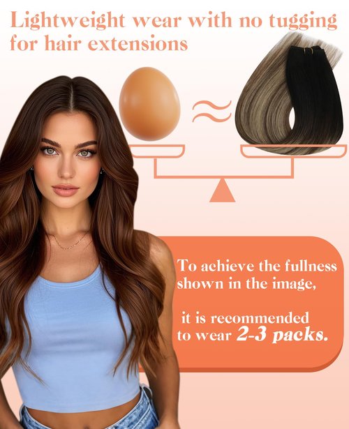Sunny Hair Beaded Weft Hair Extensions Human Hair Ombre Micro Weft Real Hair Extensions Black Roots to Dark Brown Balayage Blonde Beaded Wefts Human Hair Extensions Short Straight Hair 14inch 50g