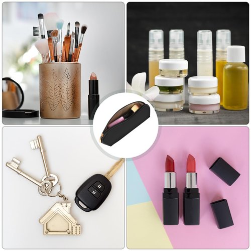 KALIONE Travel Makeup Brush Holder, Portable Travel Cosmetic Brush Bag with Zipper, Small Makeup Brushes Bag Pouch for Travels Outdoor (Black, 10.2x3.1 x0.7 inches)