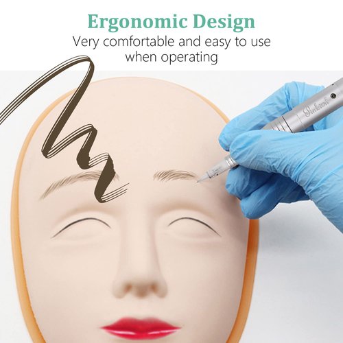 Pinkiou Permanent Makeup Machine MicroPigmentation Pen Hair Stroked Eyebrow Professional Microblading Pen Machine For EyeBrow Eyeline Lip Brow Lamination（Silver）