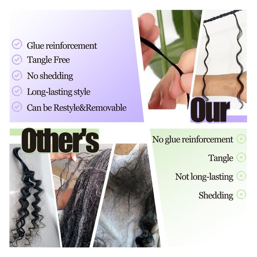 Pre-Divided Human Braiding Hair for Boho Braids Water Deep Wave Human Hair Bulk for Braiding Curly Human Hair for Boho Locs Boho Crochet Braids Human Hair Extensions (18"160Strands,1B)