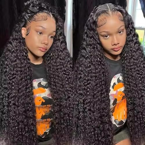 Aliglossy Deep Wave Lace Front Wig Human Hair 13x4 Curly Lace Frontal Wig for Black Women 180 Density Kinky Curly Wet and Wavy Glueless Wig Human Hair