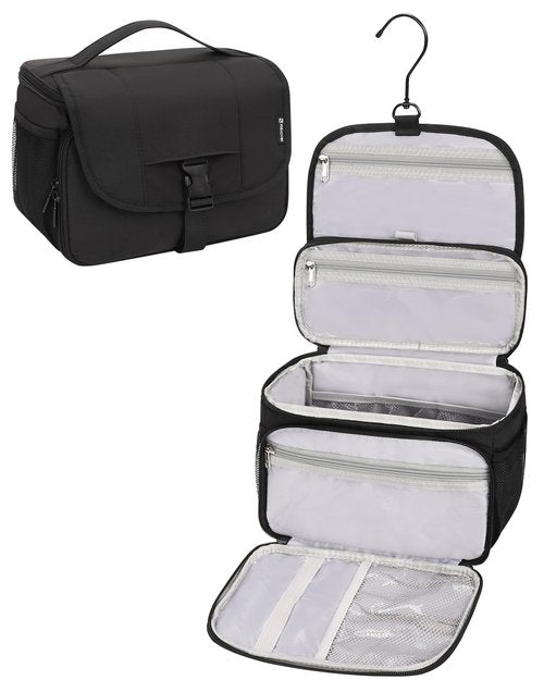 Relavel Toiletry Bag for Men, Hanging Toiletries Bag for Women Water Resistant Dopp Kit Shaving Bag, Travel Essentials Large Capacity Organizer Case for Toiletries Accessories, Black