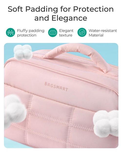 BAGSMART Toiletry Bag for Women, Travel Makeup Bag, Wide-open Portable Make Up Bag Organizer for Women for Travel Essentials Travel-Size Toiletries Accessories Bottles, Brushes, Black