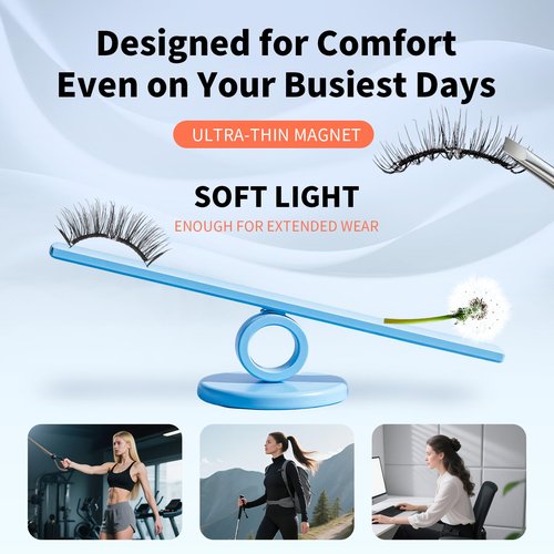 ZeroG Magnetic Eyelashes with Applicator, Reusable, Soft, Natural Look, No Glue Required, Easy to Apply, Professional Kit (No.03 Ultra Black)