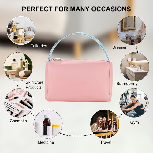 FEHNAG 4 Pack Portable Toothbrush Cases, Breathable Plastic Holders and Leather Travel Toiletry Bags, Organizers for Home, Business, Camping（pink）