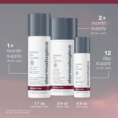 Dermalogica Dynamic Skin Recovery SPF50, Anti-Aging Face Sunscreen Moisturizer, Medium-Weight Non-Greasy Broad Spectrum, 0.5 Fl Oz