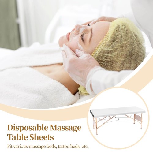 100PCS Disposable Massage Table Sheets, 71” x 31.5” Disposable Massage Bed Covers, Breathable Non-Woven Fabric Tattoo Bed Sheets, Single Use Hygiene Sheet for SPA Centers, Beauty Salons, Hotels
