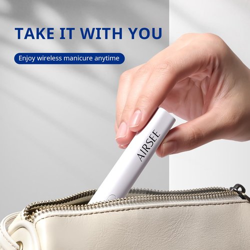 AIRSEE Mini Handheld UV Light for Gel Nails,Portable Rechargeable Nail Lamps,2 Timers for Fast Nail Extension,Rhinestone Glue Decoration,Gel Nail Strips at Home,Travel(White)