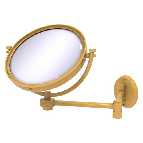 Allied Brass WM-6G/3X-SGL 8 Inch Wall Mounted Extending Make-Up Mirror 3X Magnification with Grooved Accent, Spanish Gold