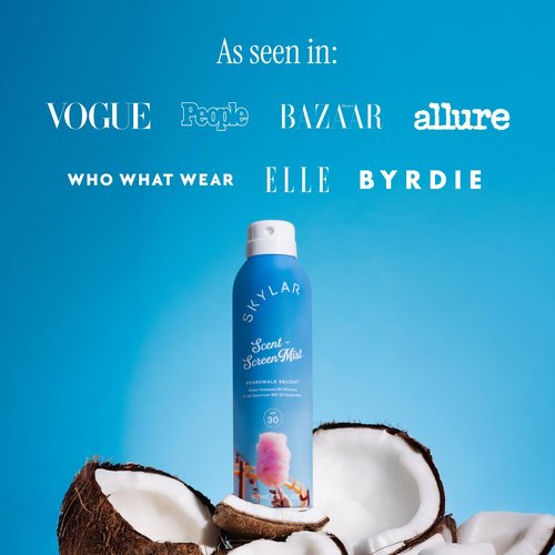 Skylar Sunscreen Mist, Broad Spectrum SPF 30, Water Resistant 80 Min, Vegan, Cruelty-free, Hypoallergenic, Safe for Sensitive Skin- Boardwalk Delight, 5oz