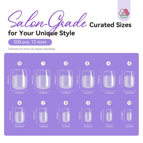 SAVILAND Advanced Gel Nail Kit: 500 Pcs Extra Short Square Nail Tips with Drill Salon Grade 30-Day Strong Hold Gel Nail Tips 12 Sizes Fake Nails with Glue & Nail Lamp Complete DIY At Home Nail Kit