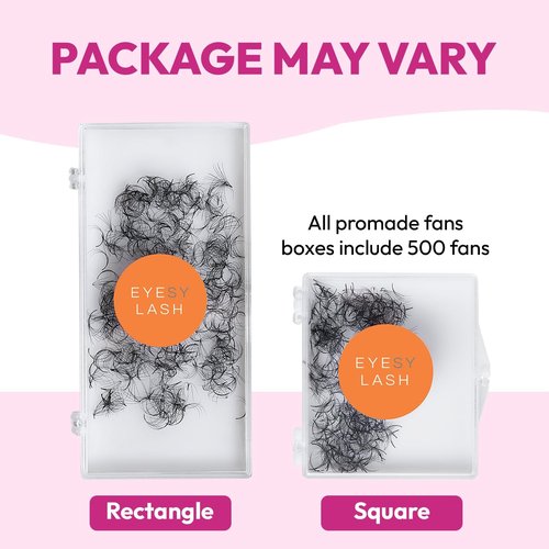 Eyesy Lash 500 Promade Fans - Volume Premade Lash Fans for Eyelash Extensions Pointy Base Handmade Loose Pre Made Eyelashes Middle Stem Soft and Lightweight (10D 0.03 D 13mm)