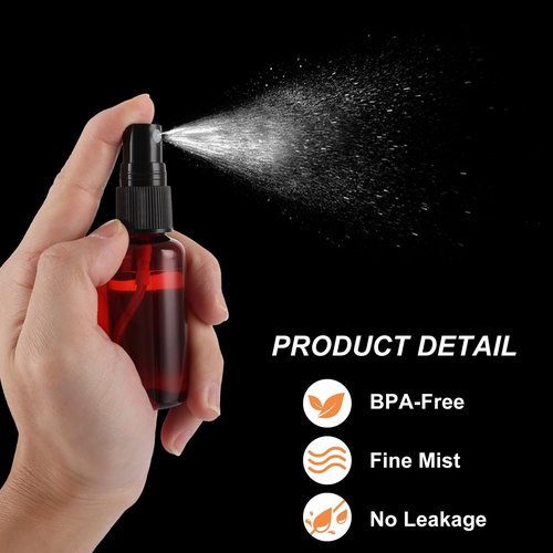 MUXHEL 60 Pcs 1 oz Amber Spray Bottles with Sticker and Funnel, Anti-UV Fine Mist Mini Spray Bottles, Refillable Small Spray Bottle Travel Spray Bottle for Essential Oils and Various Liquids