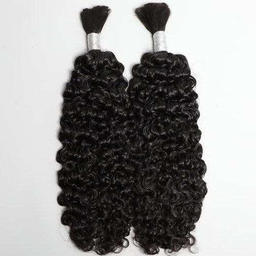 Lemoda Burmese Curly Bulk Human Hair Extensions Boho Human Braiding Hair For Bohemian Knotless Braids 16Inch No Weft 100% Unprocessed Virgin Hair 1PC/Lot Salon-Quality Natural Black