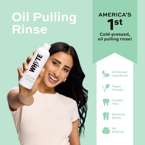 Whyte Coconut Oil Pulling Mouthwash for Teeth Whitening & Gum Health (Spearmint)