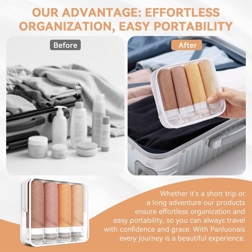 PanLuoNais Travel Bottles for Toiletries, Silicone TSA Approved Bottles, Leakproof Shampoo & Toiletry Containers for Airplane, Vacation & Business Trips