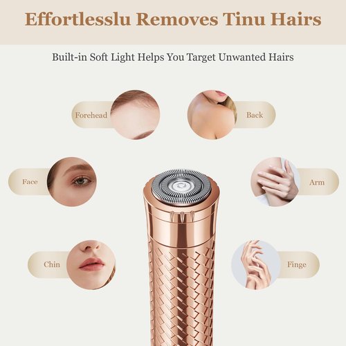 BLIBEE Facial Hair Removal for Women, Rechargeable Hair Removal Device, Painless Face Electric Razor/Shaver for Lip, Arms, Face, Peach Fuzz (Gold)