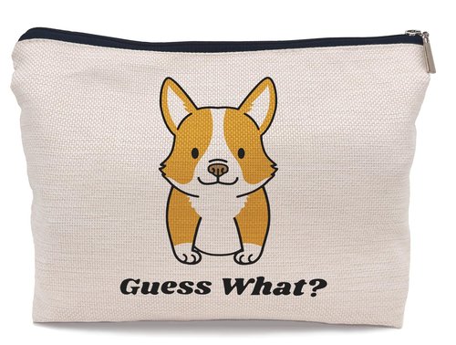 Lacosu Cute Cartoon Corgi Funny Corgi Mom Makeup Bag Make up Cosmetic Bag Small Zipper Pouch, Birthday Gifts for Dog Lovers Corgi Owners Women