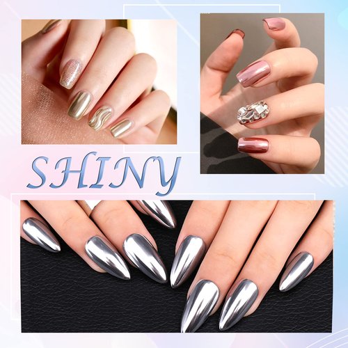 Laza Chrome Nail Powder Mirror Effect Metallic Dust Holographic Glitter Glazed Manicure Decoration Reflective Pigment for DIY Gel Polish Nail Art, Resin Craft, Gifts - Bright Gold