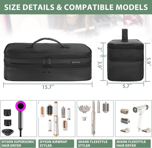 OUUTMEE Double Layer Travel Carrying Case Compatible with Shark Flexstyle, Storage Case for Revlon One-Step Hair Dryer and Volumizer Hot Air Brush Portable Organizer Bag for Dyson Airwrap Styler